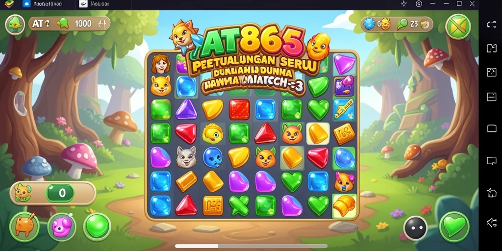 Screenshot gameplay AT866 menunjukkan aksi seru mencocokkan permata.