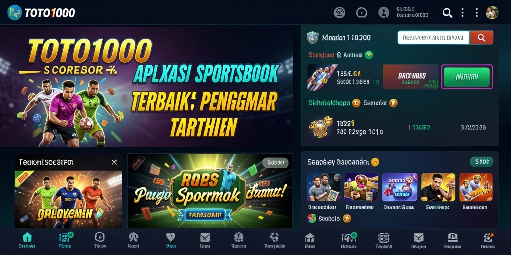 Screenshot menunjukkan tampilan permainan Sportsbook yang menarik dan interaktif.